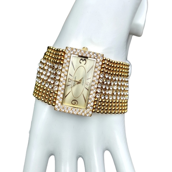 Vintage Pedre Gold rhinestone watch bracelet